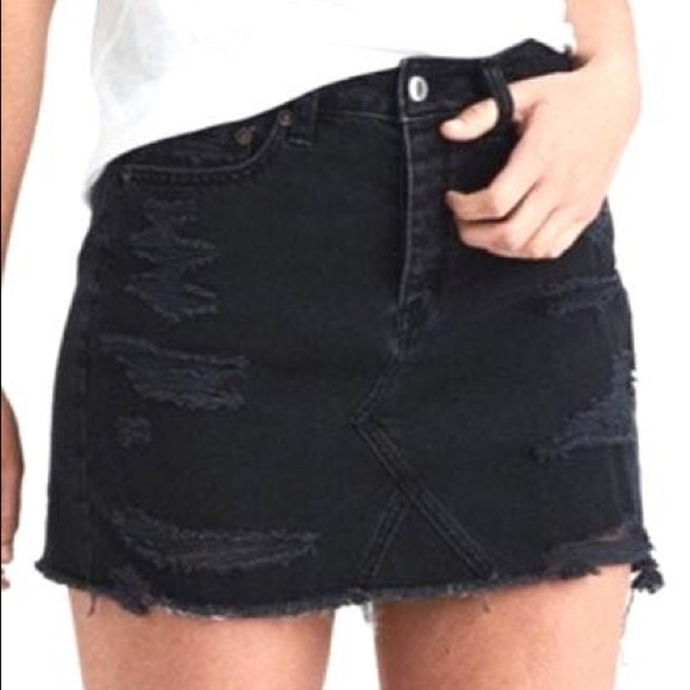 American eagle outfitters distressed jean skirt